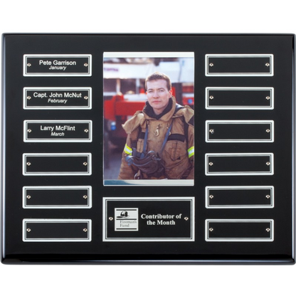 Ebony Perpetual Photo Plaque 10.5" x 13" - 12 Plates / Black and Silver