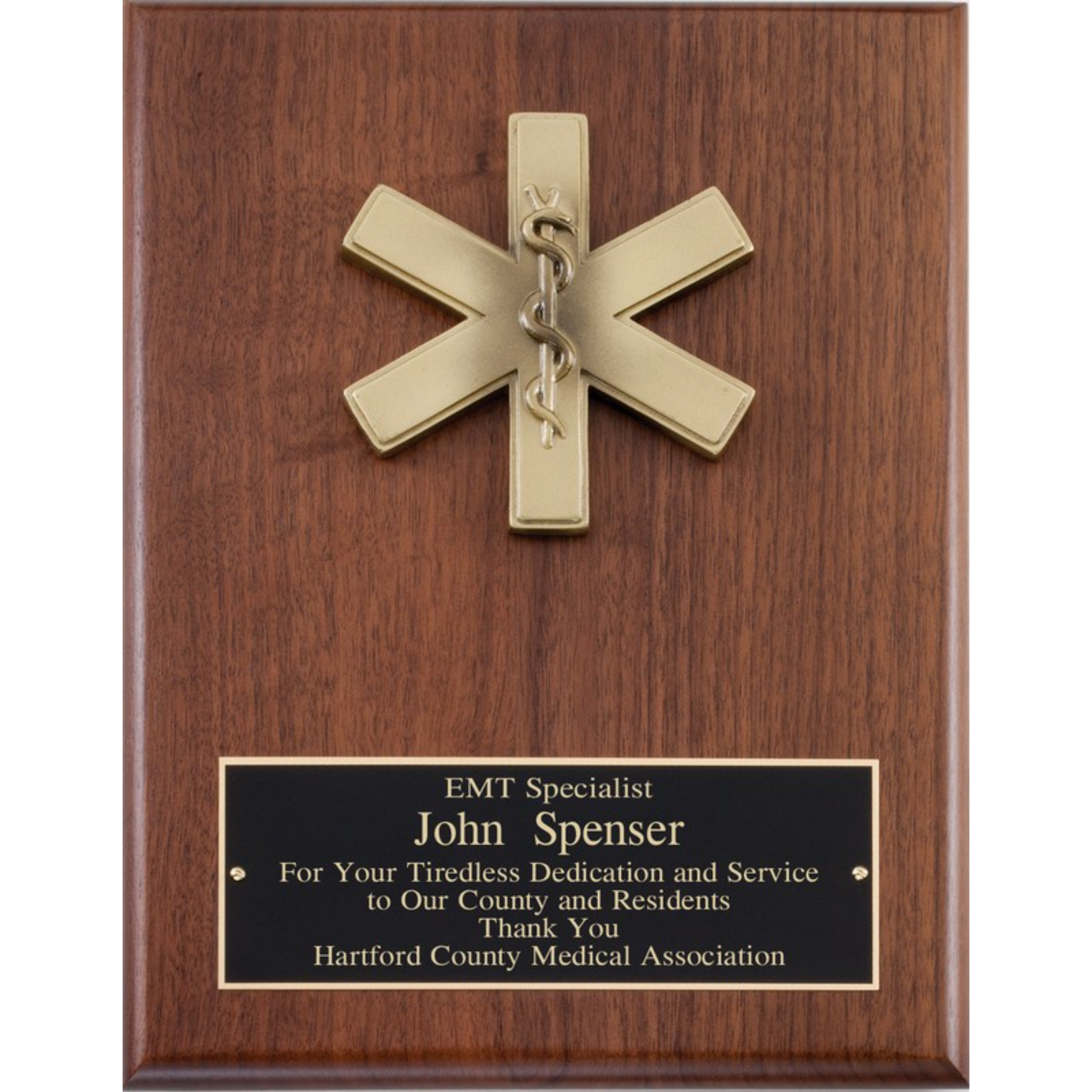Barhill EMT Walnut Plaque 9" x 12" / Walnut