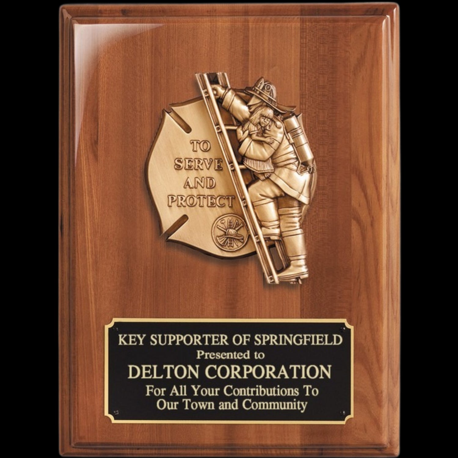 Firefighter Piano Finished Walnut Plaque 9" x 12" / Walnut