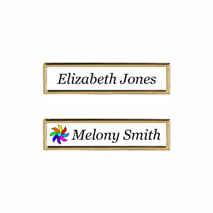 Metal Gold Name badge 0.5"x3" / White