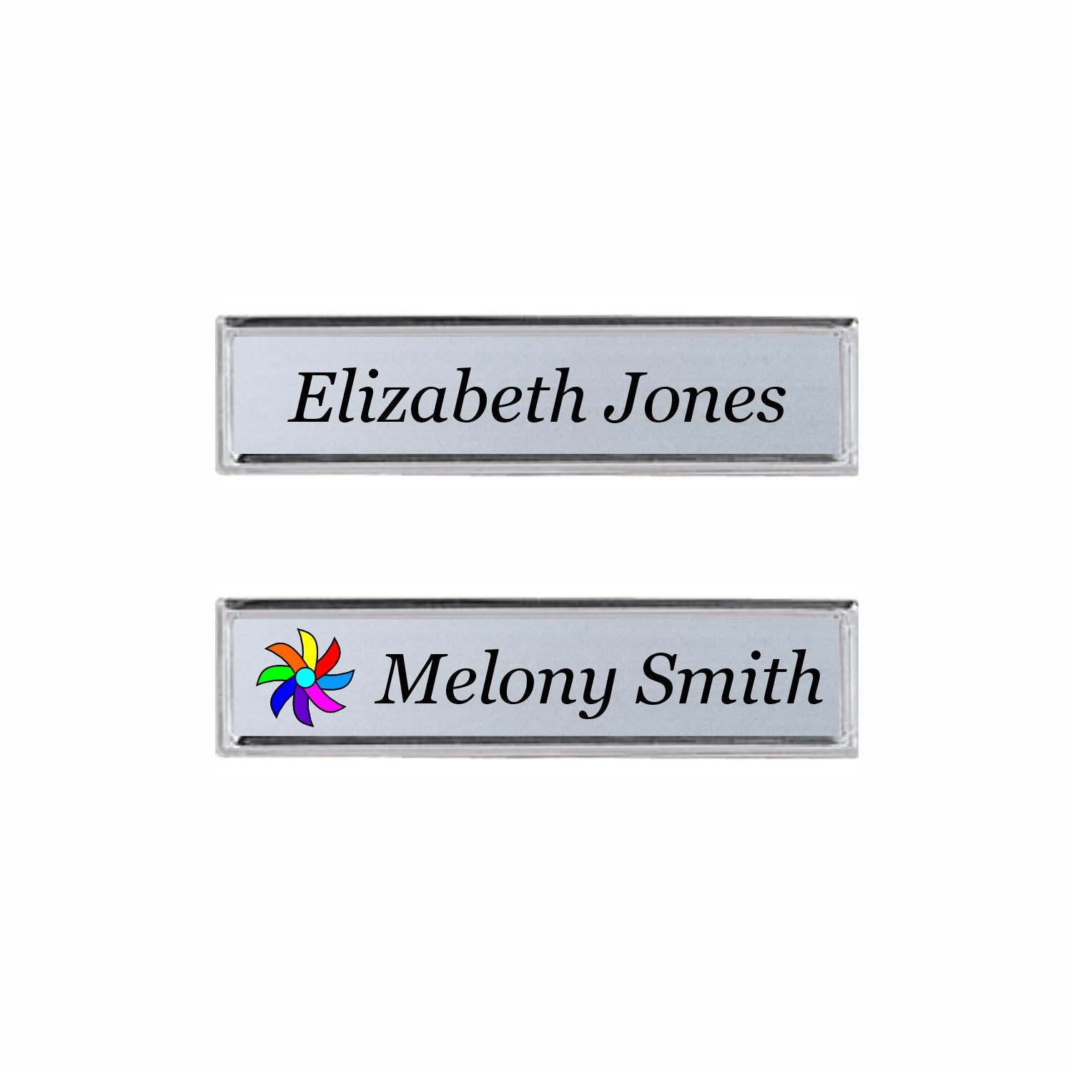 Metal Silver Name badge 0.5"x3" / Silver