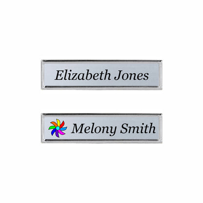 Metal Silver Name badge 0.5"x3" / Silver