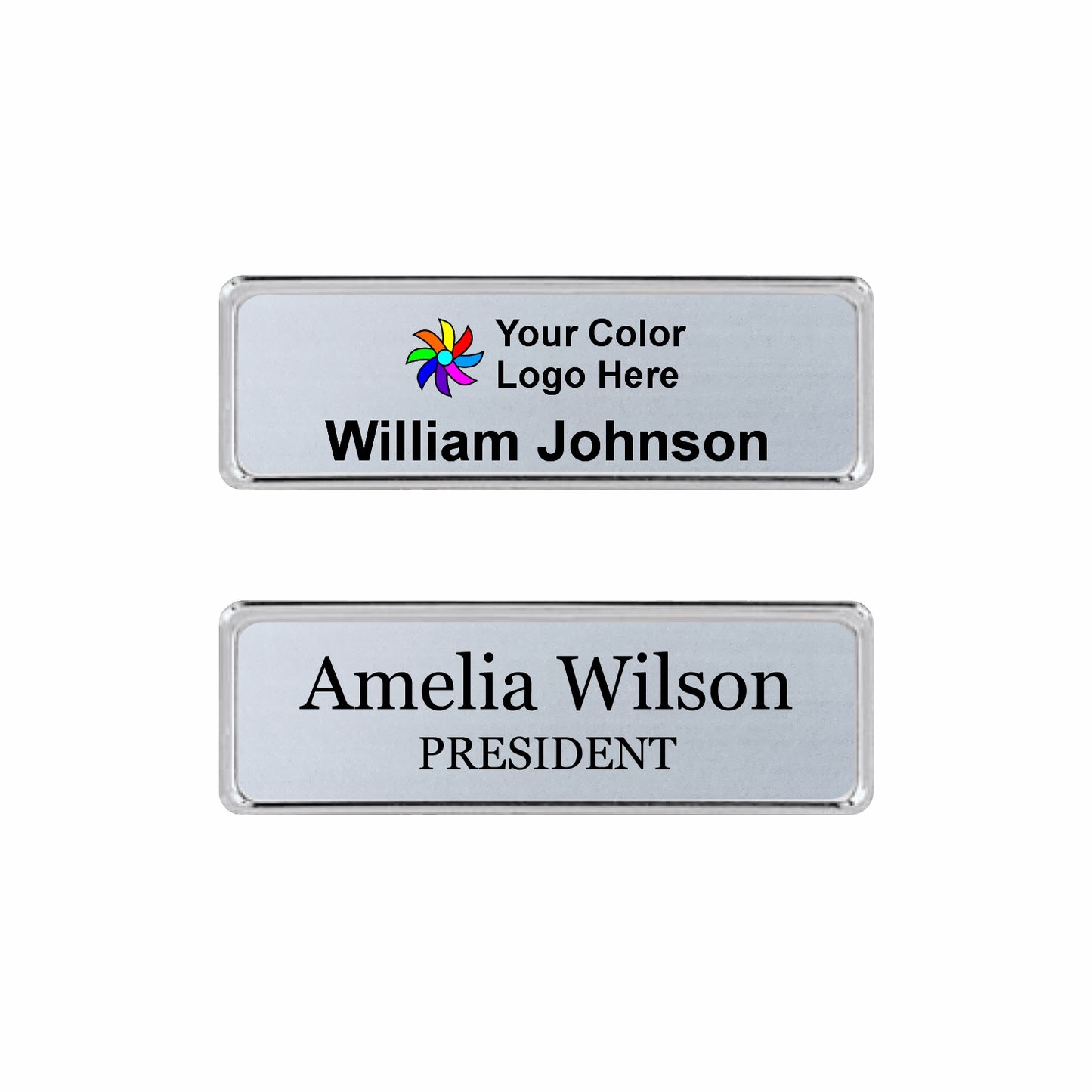 Metal Silver Name badge 1"x3" / Silver