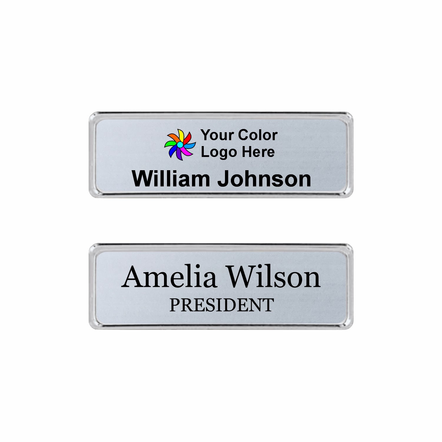 Metal Silver Name badge 1"x3" / Silver