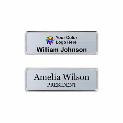 Metal Silver Name badge 1"x3" / Silver