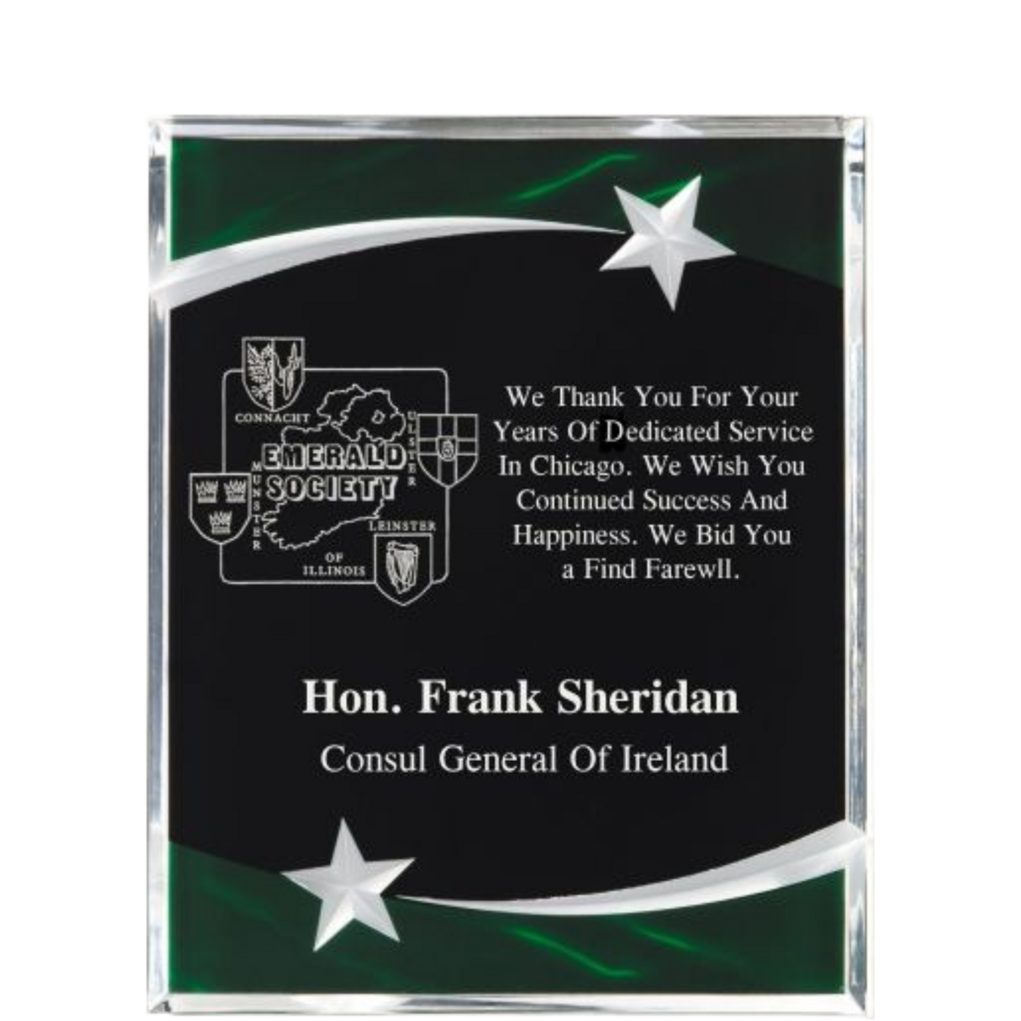Carved Star Green Acrylic Plaque 8" x 10" / Green