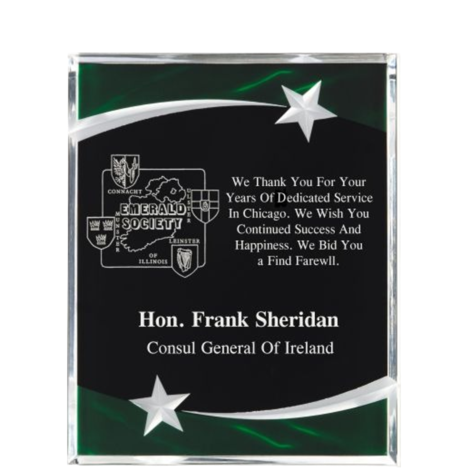 Carved Star Green Acrylic Plaque 8" x 10" / Green