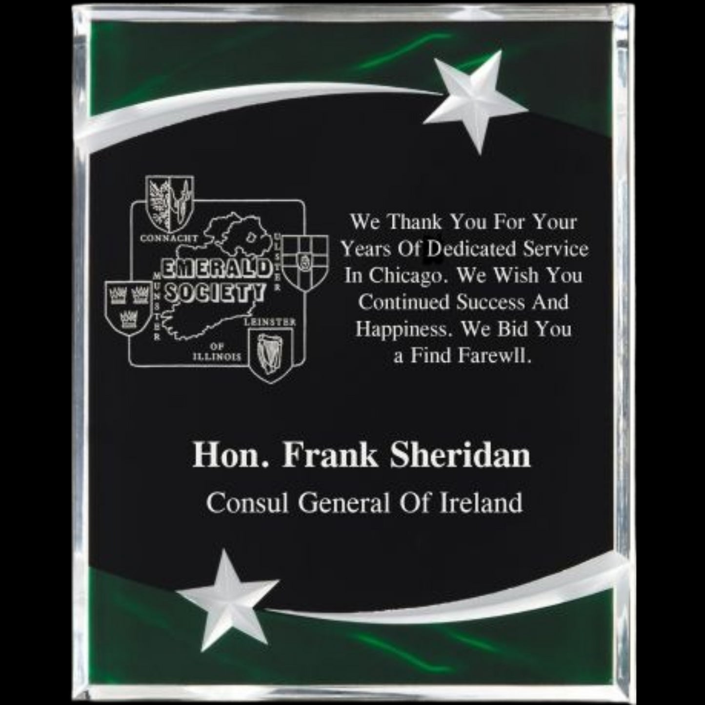 Carved Star Green Acrylic Plaque 9" x 12" / Green