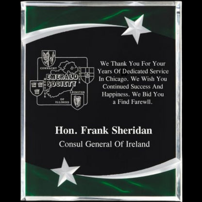 Carved Star Green Acrylic Plaque 9" x 12" / Green