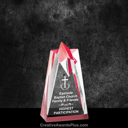 Star Tower Acrylic Award 6" / Red