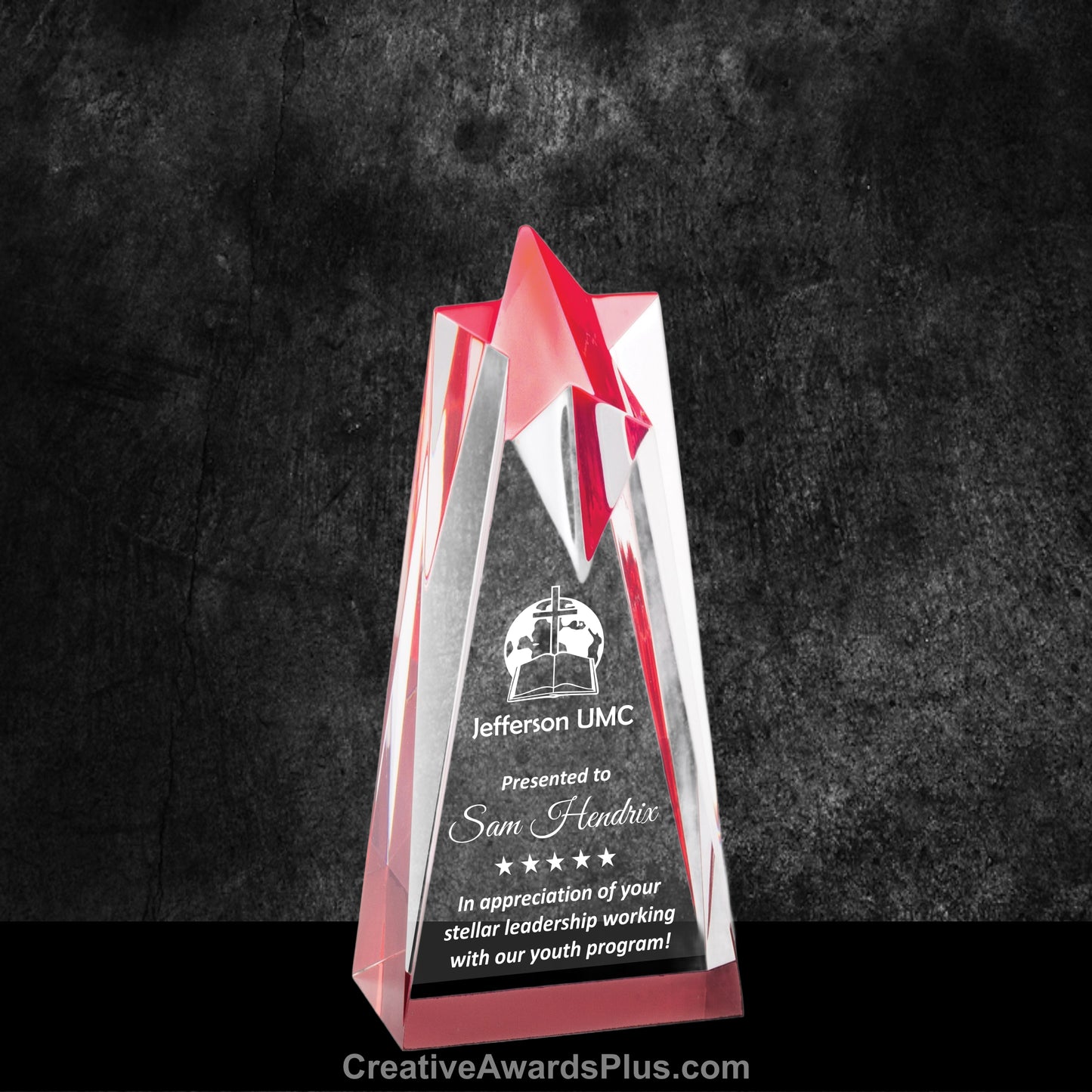 Star Tower Acrylic Award 8" / Red