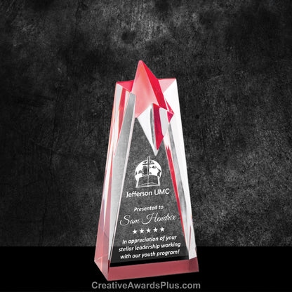 Star Tower Acrylic Award 8" / Red