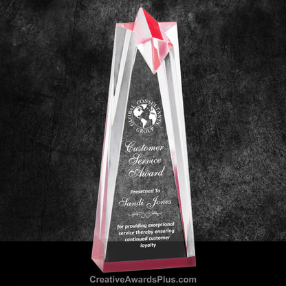 Star Tower Acrylic Award 10" / Red