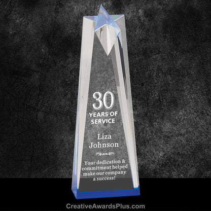 Star Tower Acrylic Award 10" / Blue