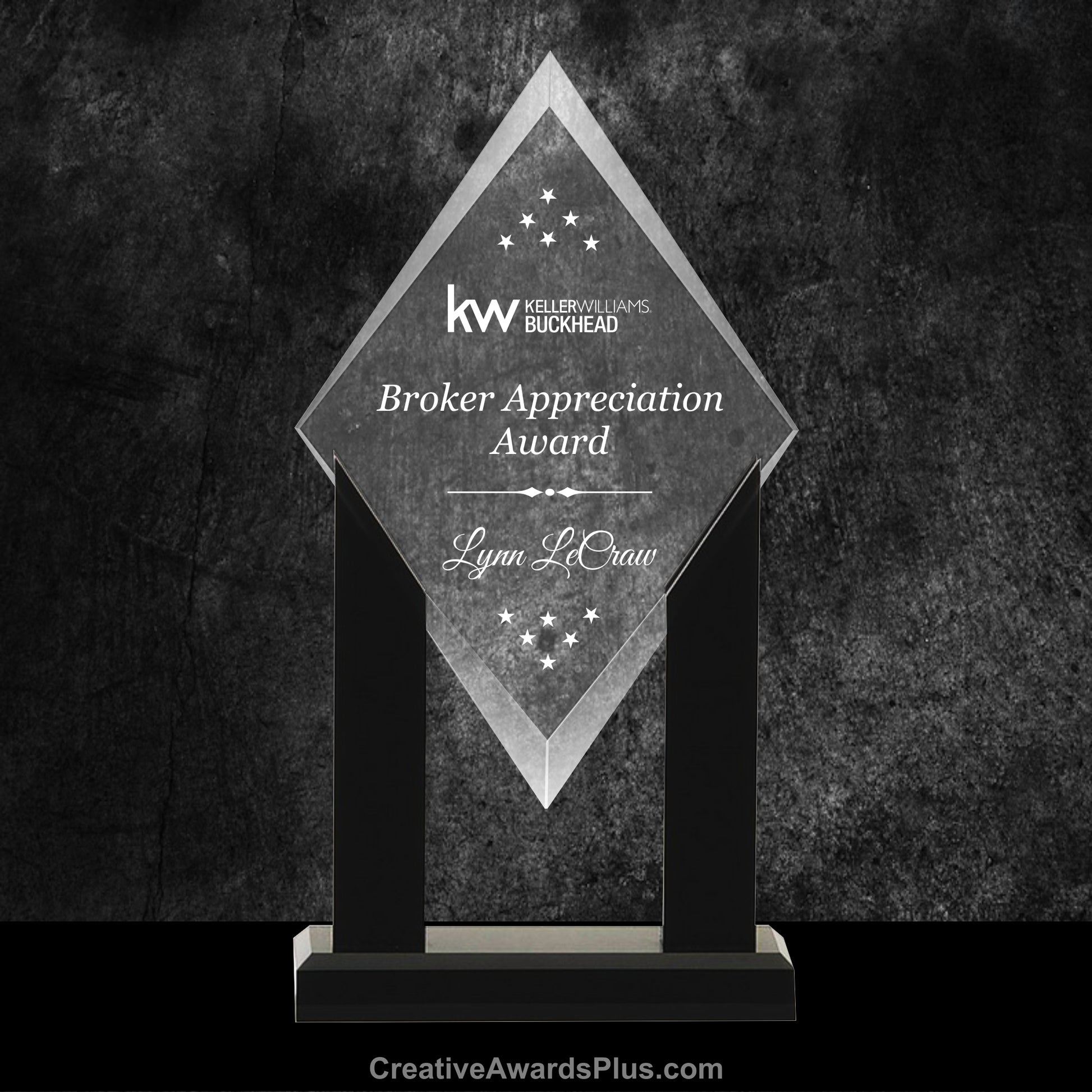 Diamond Acrylic On Pedestal 8" / Black