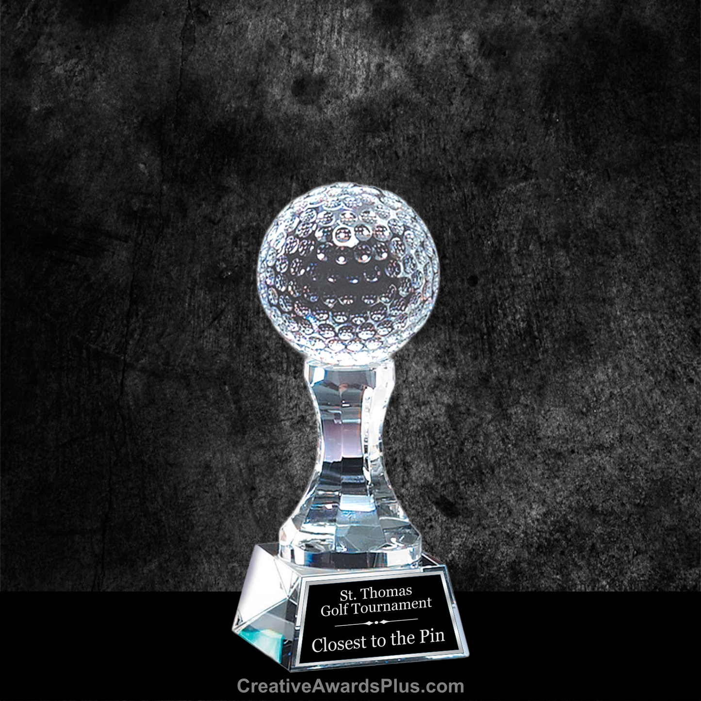 Golf Ball Pedestal Crystal Award 6" / Clear