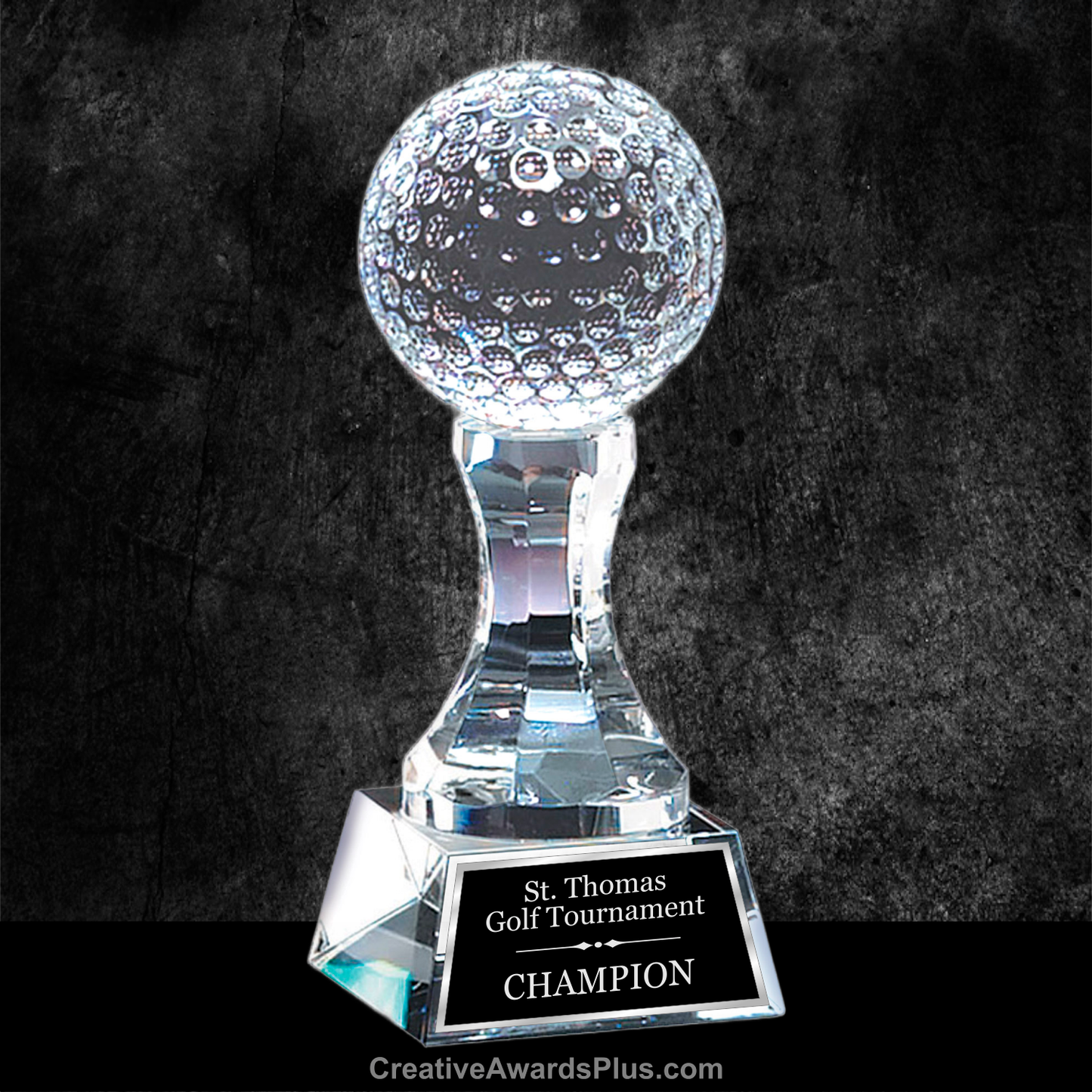 Golf Ball Pedestal Crystal Award 7.75" / Clear