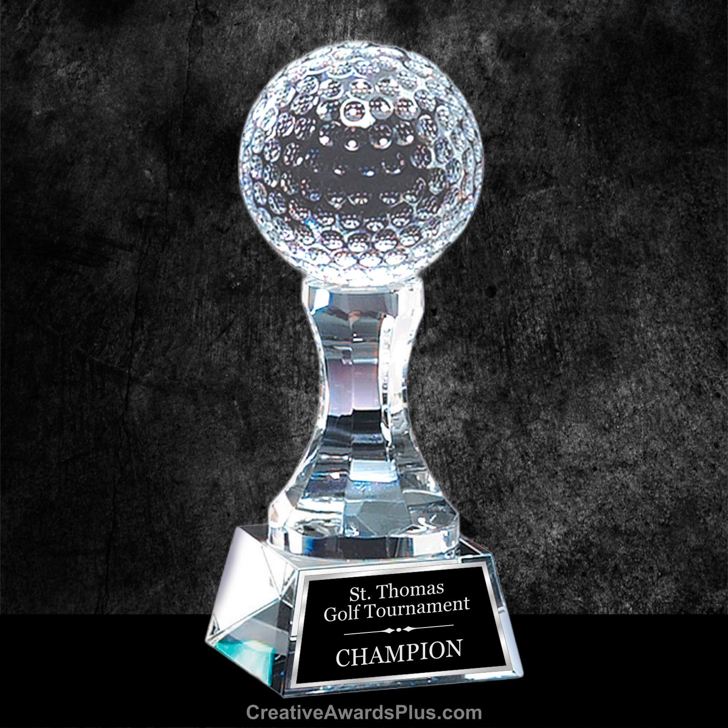 Golf Ball Pedestal Crystal Award 7.75" / Clear