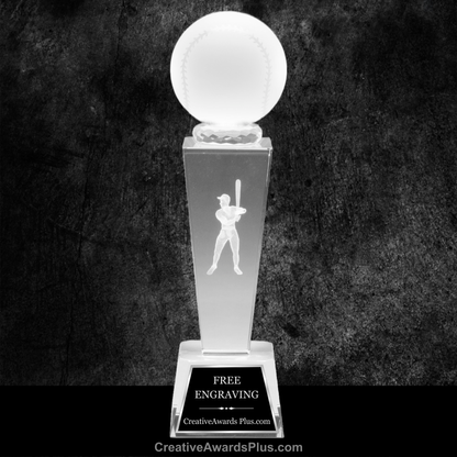 3D Sports Crystal Tower 8.75" / Clear / Baseball