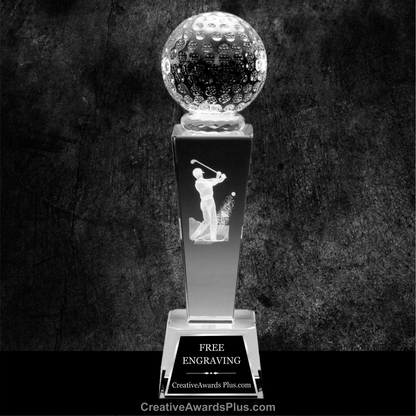 3D Sports Crystal Tower 8.75" / Clear / Golf Male