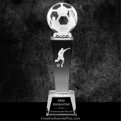 3D Sports Crystal Tower 8.75" / Clear / Soccer Male