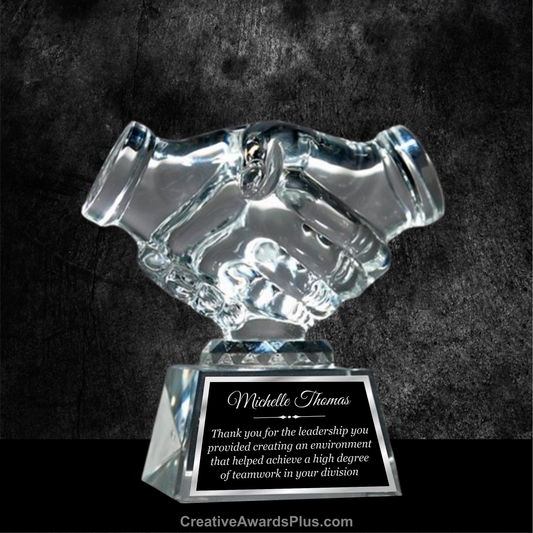 Crystal Hand Shake Award 4" / Clear