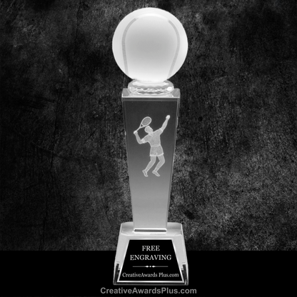 3D Sports Crystal Tower 8.75" / Clear / Tennis Male