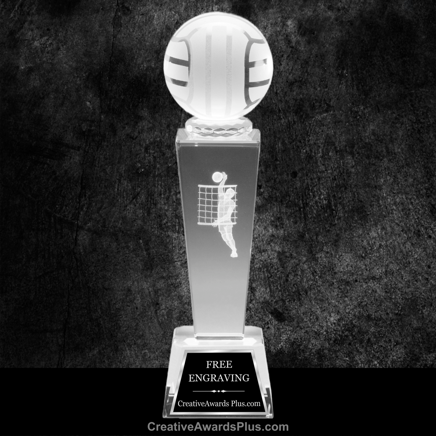 3D Sports Crystal Tower 8.75" / Clear / Volleyball Male