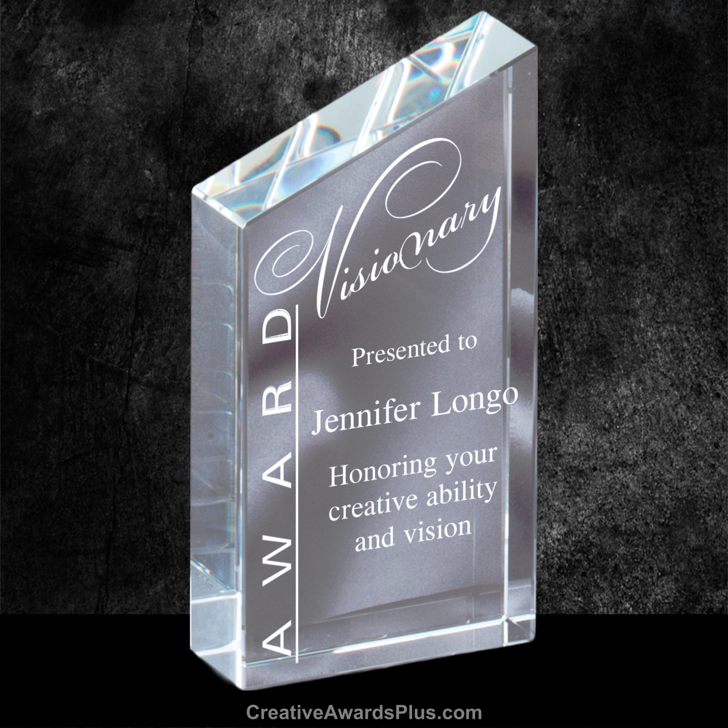 Wedge Peak Crystal Award 8" / Clear