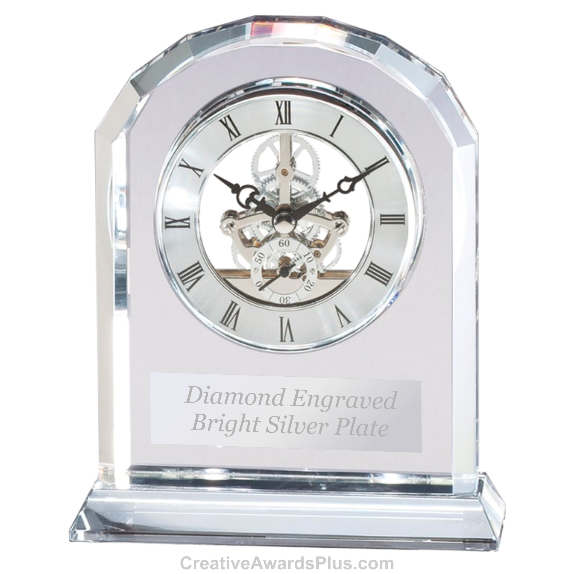 Crystal Domed Skeleton Clock 6.75" / Clear