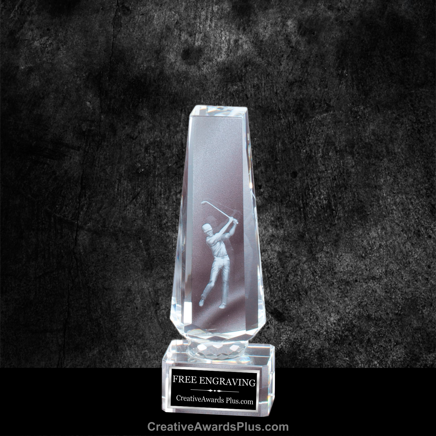 Crystal Tower with 3D Golfer 7" / Clear