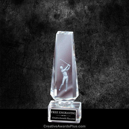 Crystal Tower with 3D Golfer 7" / Clear