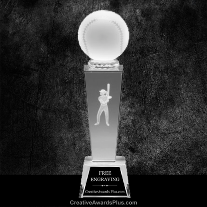 3D Sports Crystal Tower 8.75" / Clear / Softball