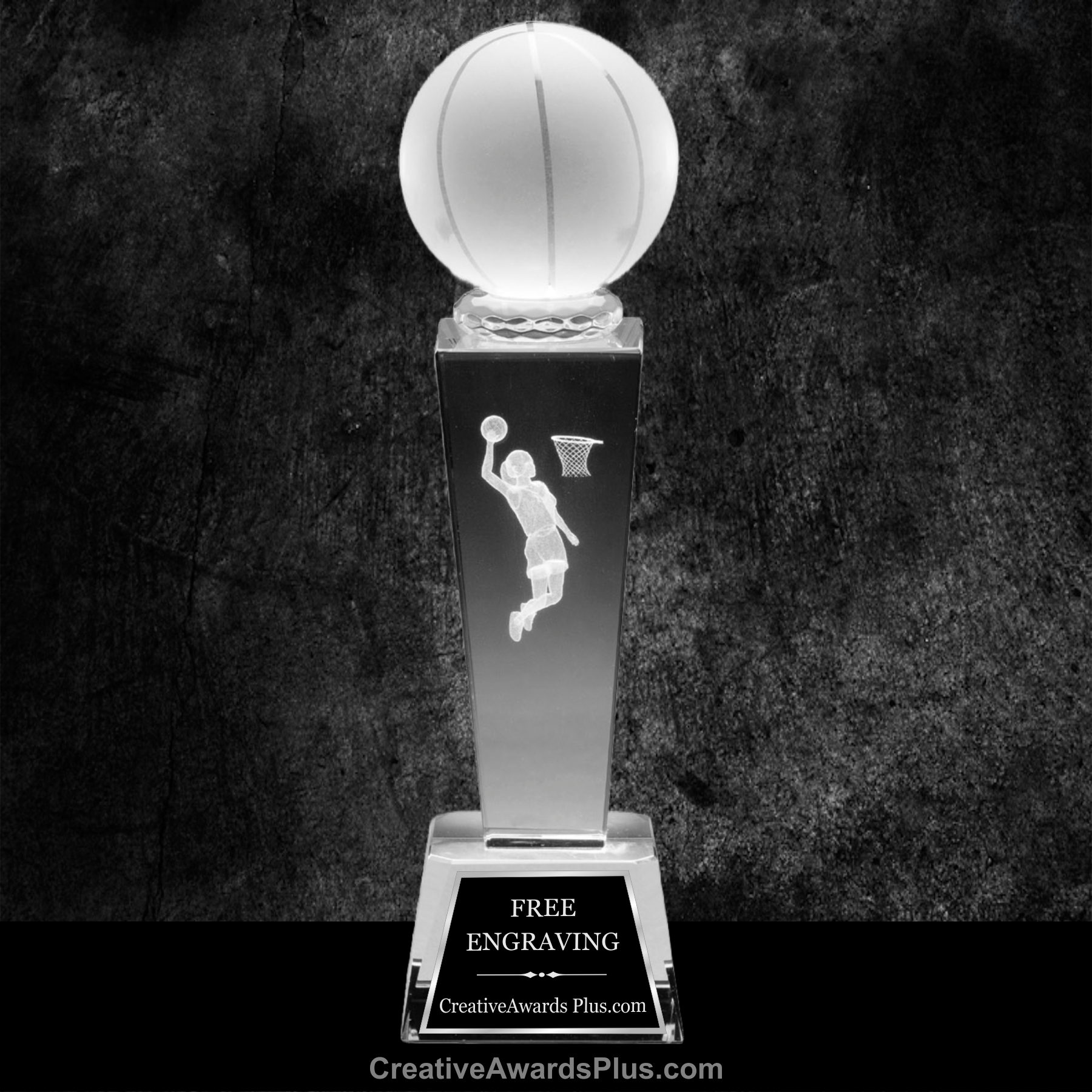 3D Sports Crystal Tower 8.75" / Clear / Basketball Female