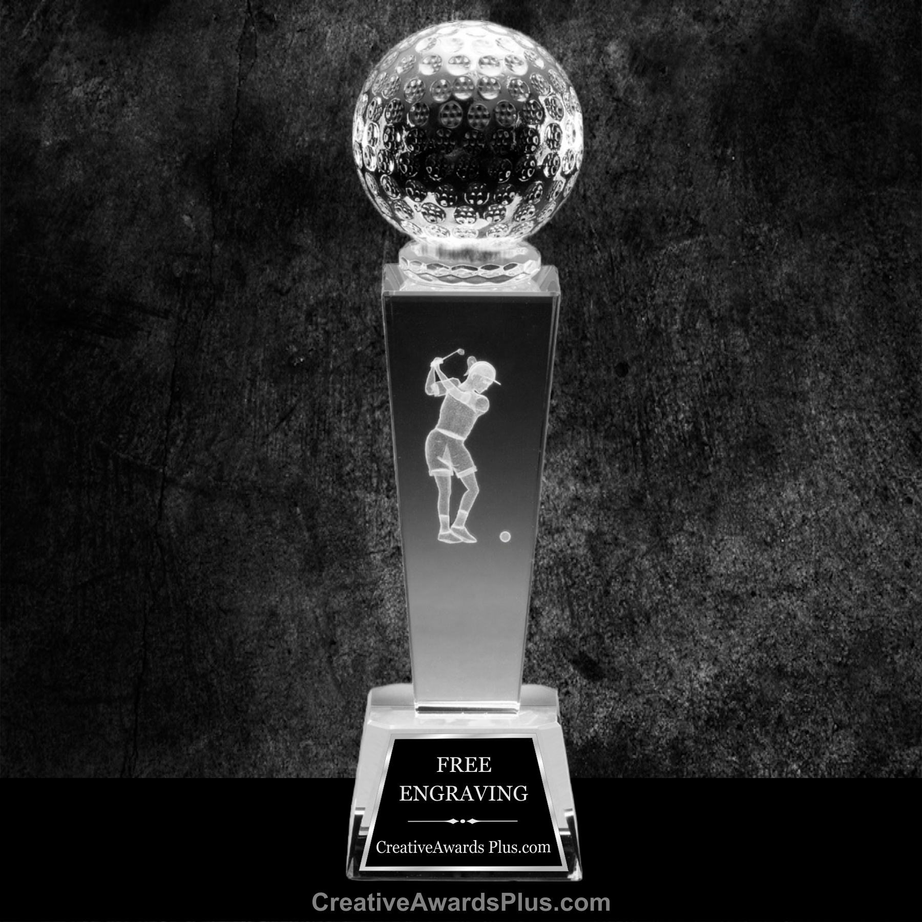 3D Sports Crystal Tower 8.75" / Clear / Golf Female