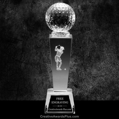 3D Sports Crystal Tower 8.75" / Clear / Golf Female