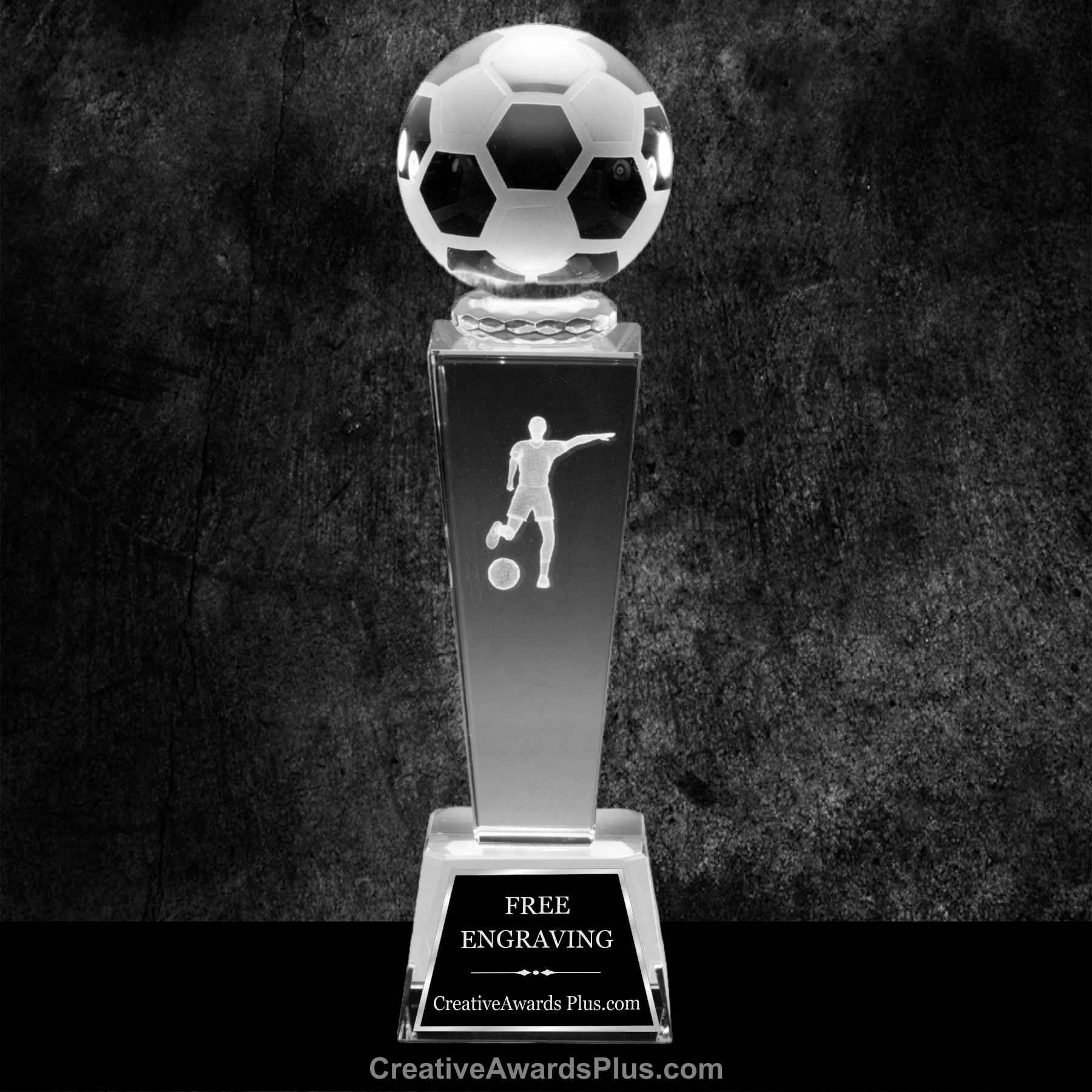 3D Sports Crystal Tower 8.75" / Clear / Soccer Female