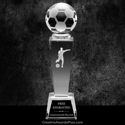 3D Sports Crystal Tower 8.75" / Clear / Soccer Female