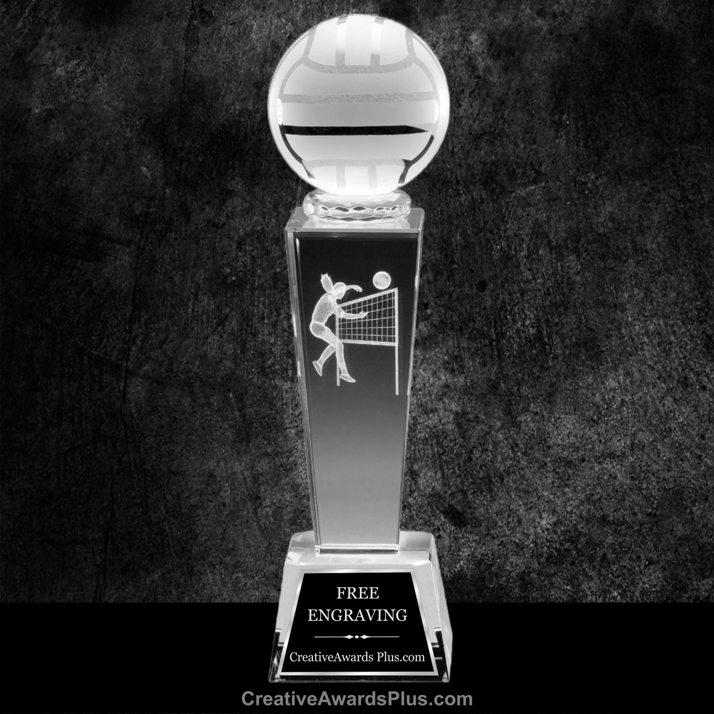 3D Sports Crystal Tower 8.75" / Clear / Volleyball Female