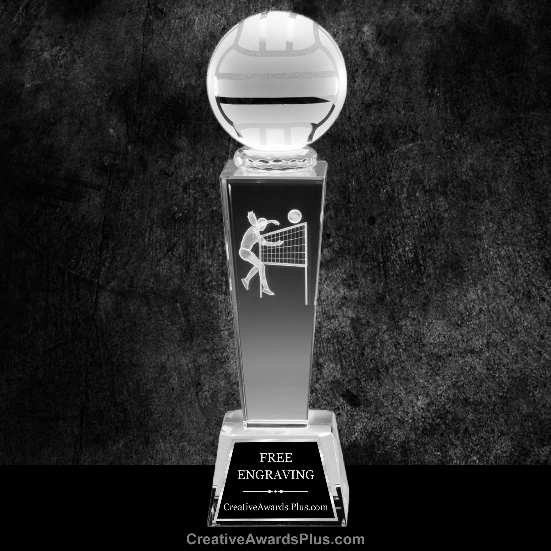 3D Sports Crystal Tower 8.75" / Clear / Volleyball Female