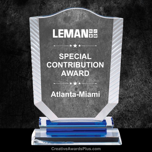 Shield Crystal Award 8" / Blue