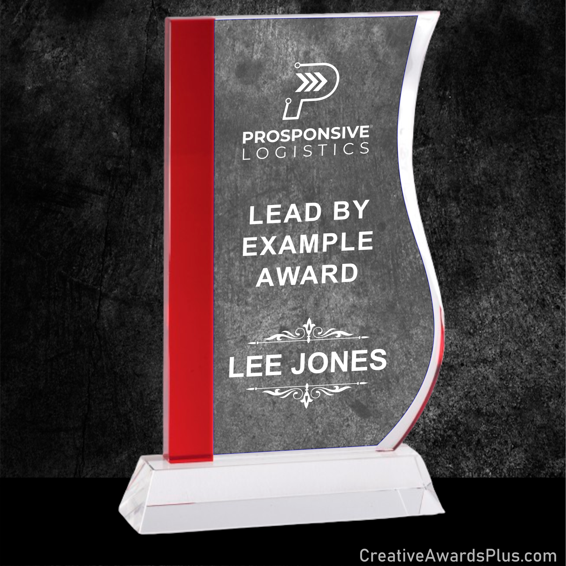 Red Wave Glass Award 9.25" / Red
