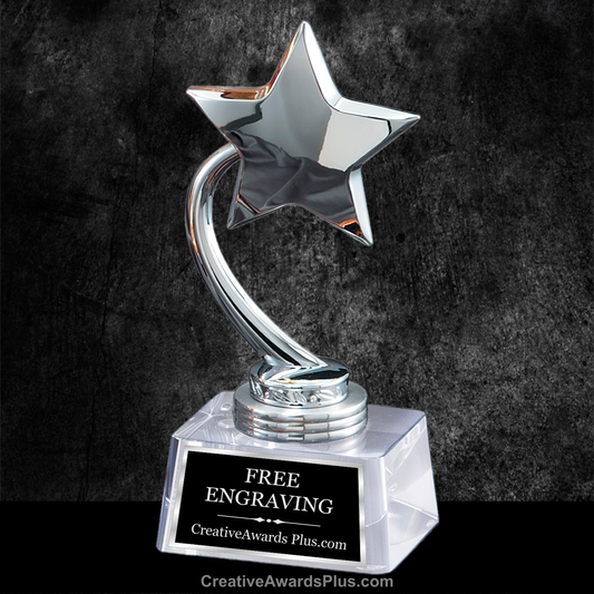 Chrome Star On Crystal Base 7.5" / Silver