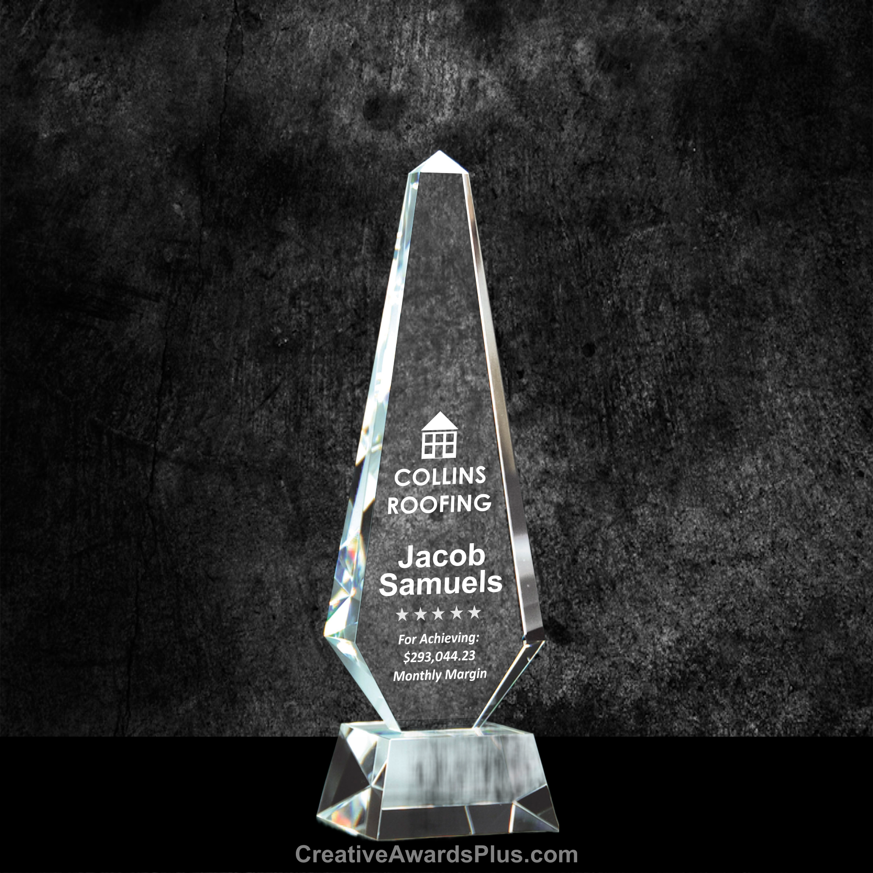 Obelisk Crystal Award 11" / Clear