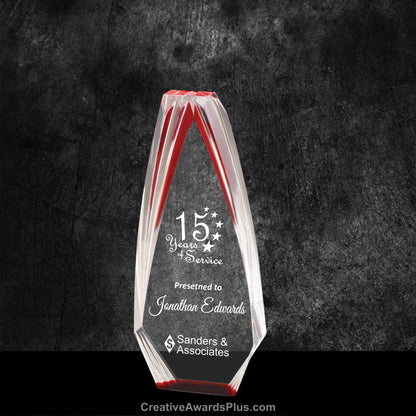 Diamond Obelisk Acrylic Award 7" / Red