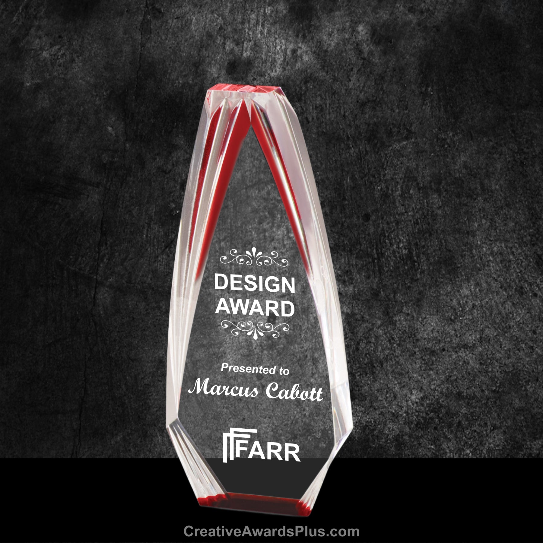 Diamond Obelisk Acrylic Award 8" / Red