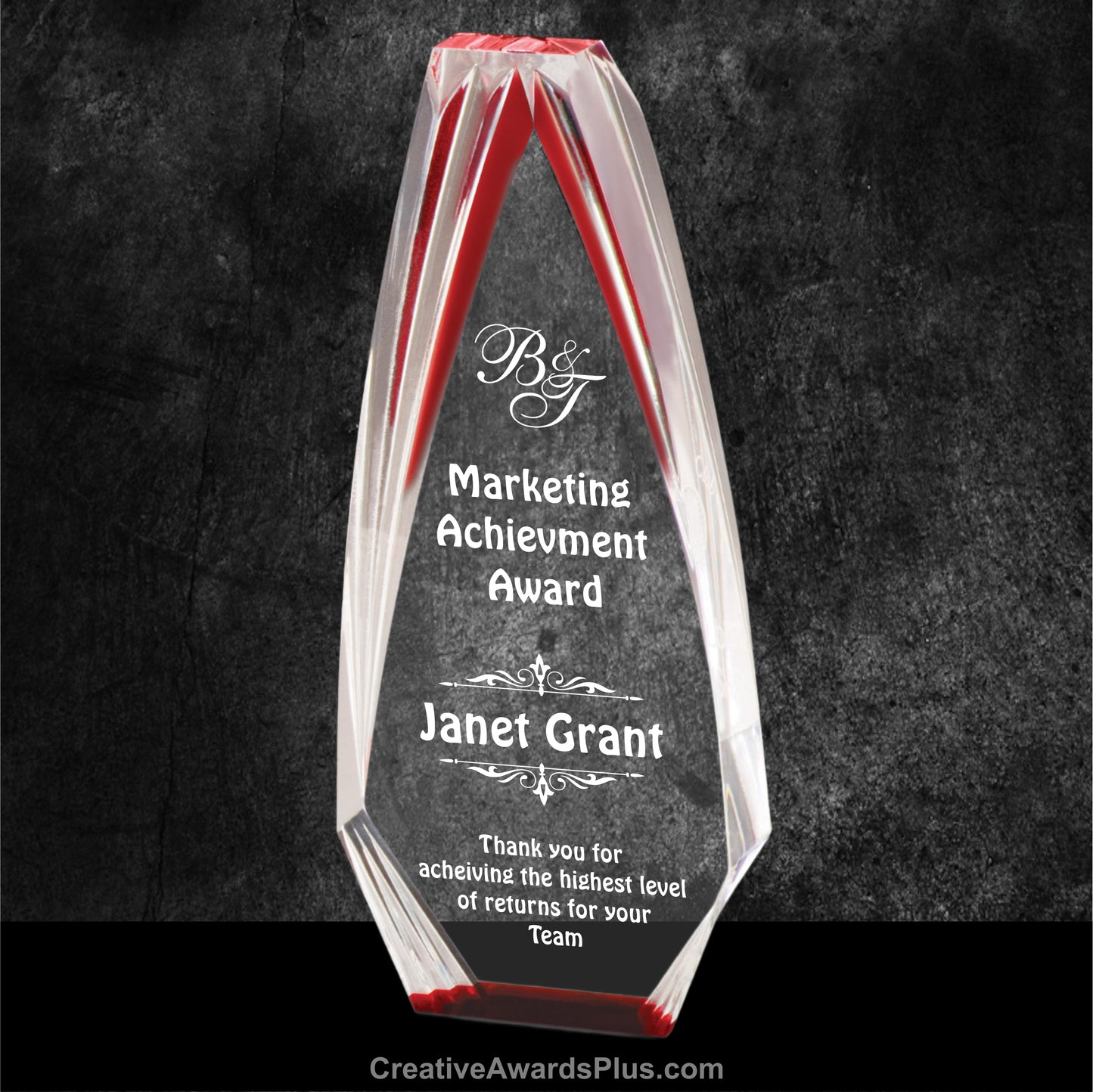 Diamond Obelisk Acrylic Award 9" / Red