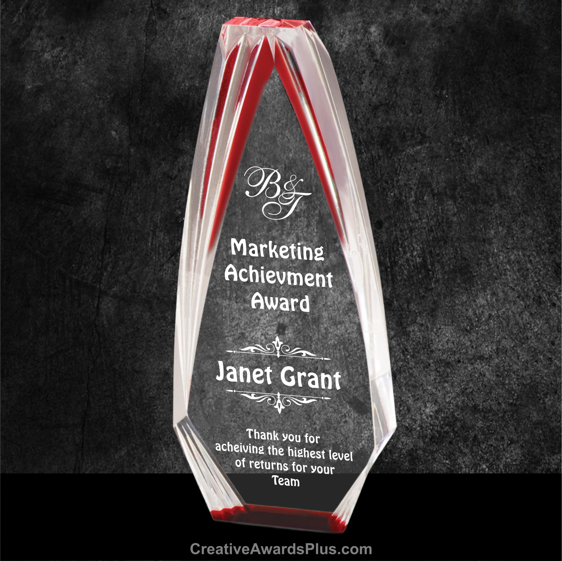Diamond Obelisk Acrylic Award 9" / Red