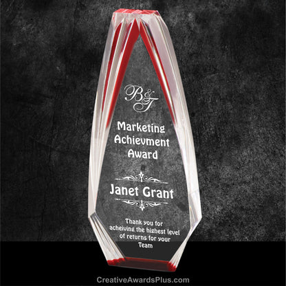 Diamond Obelisk Acrylic Award 9" / Red