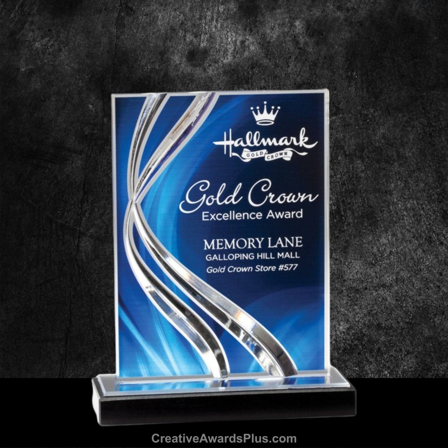 Swirl Wave Acrylic Award 9" / Blue